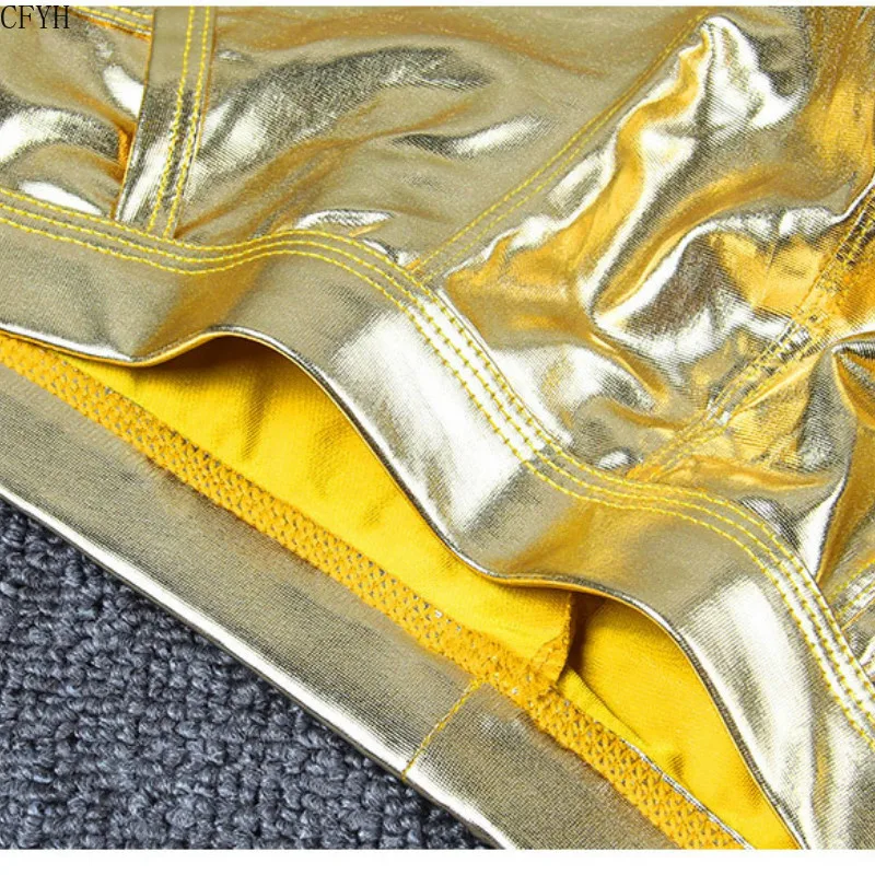 Мужские трусы-боксеры из лакированной кожи сексуальное нижнее белье для ночного