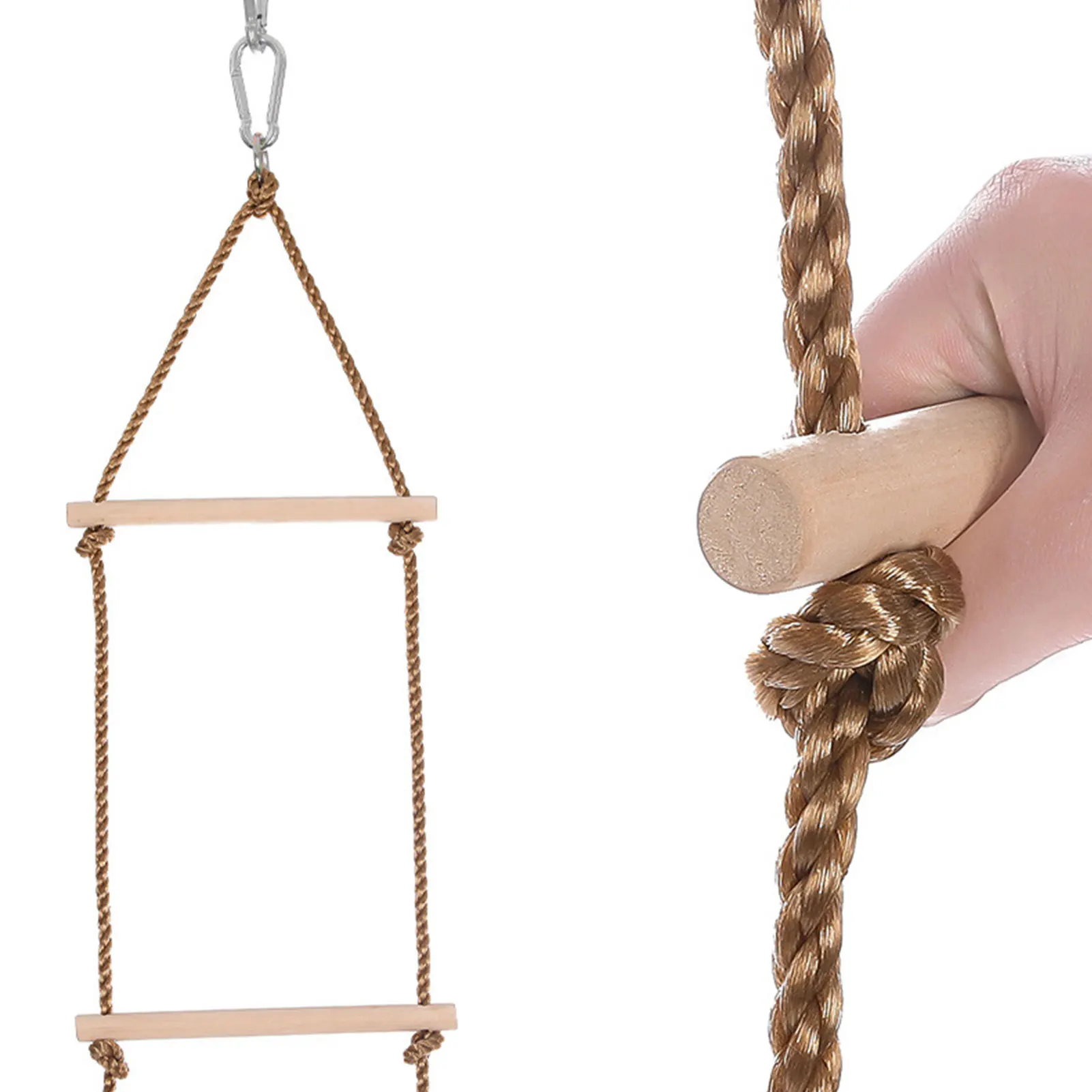 

Garden Sport Swing Fitness Sturdy Rope Wood Ladder Outdoor Climbing Game Toy for Kids Fun Gift Training Activity Safe Rope