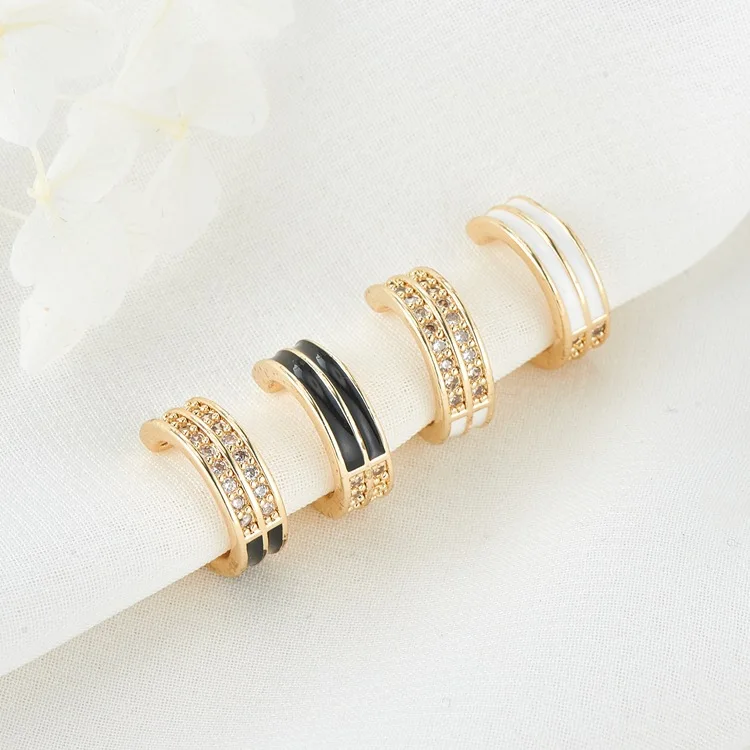 

4PCS 12MM Gold Color Brass with Zircon Fashion Earring Clip Diy Jewelry Findings Jewelry Accessories