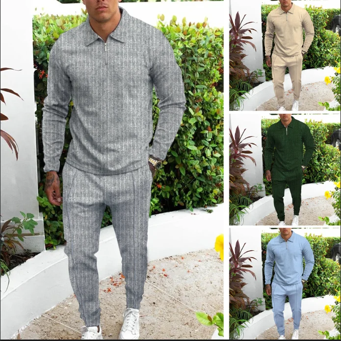 Модная однотонная мужская одежда осень 2021 рубашка-поло на молнии с отложным