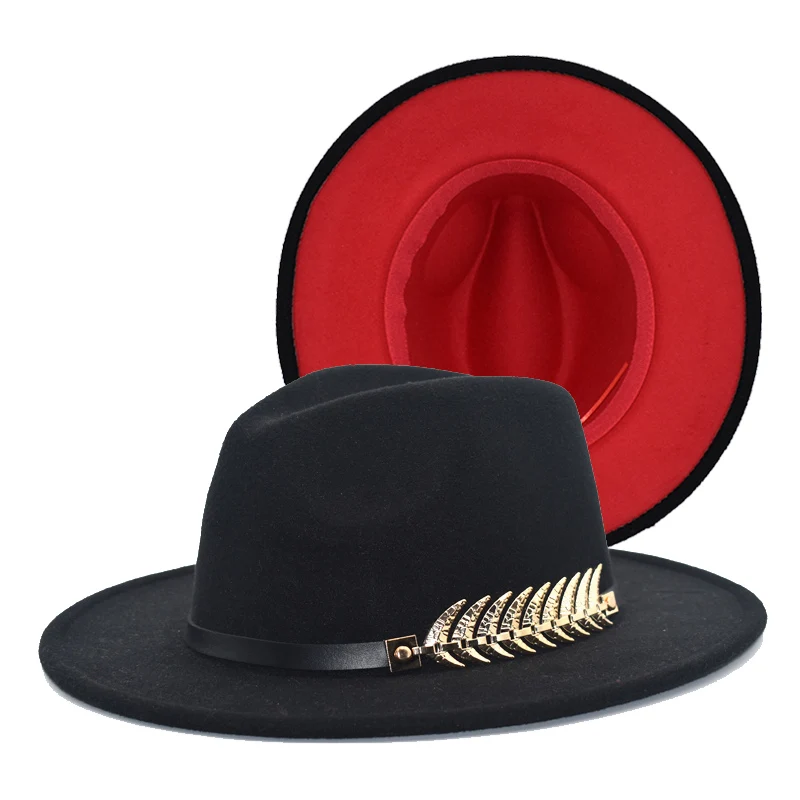 New Black Double-Sided Color Matching Ladies Autumn And Winter Warm Wool Hat Stage Hat Harajuku Style Woolen Jazz Hat F58