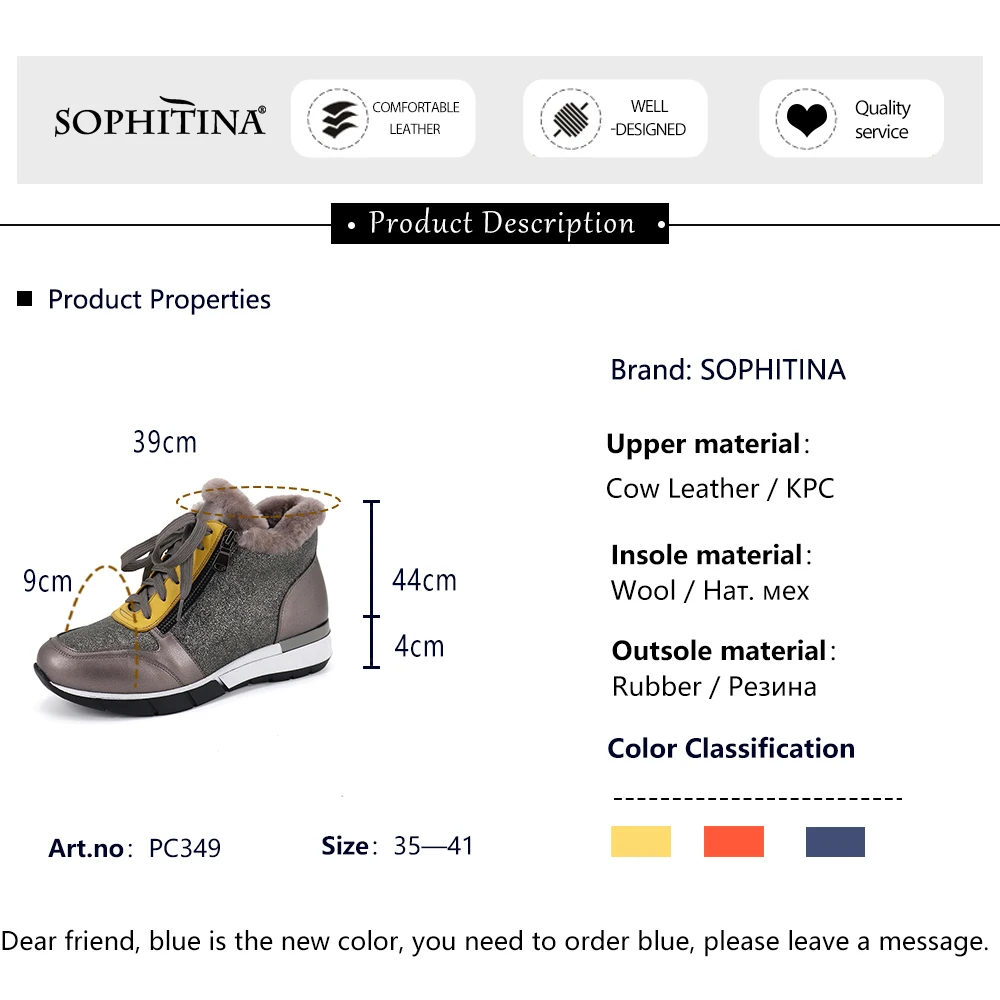 

SOPHITINA Genuine Leather Women Flats Warm Wool Casual Shoes Lace-Up Outside Comfort 2020 New Waterproof Winter Snow Shoes PC349
