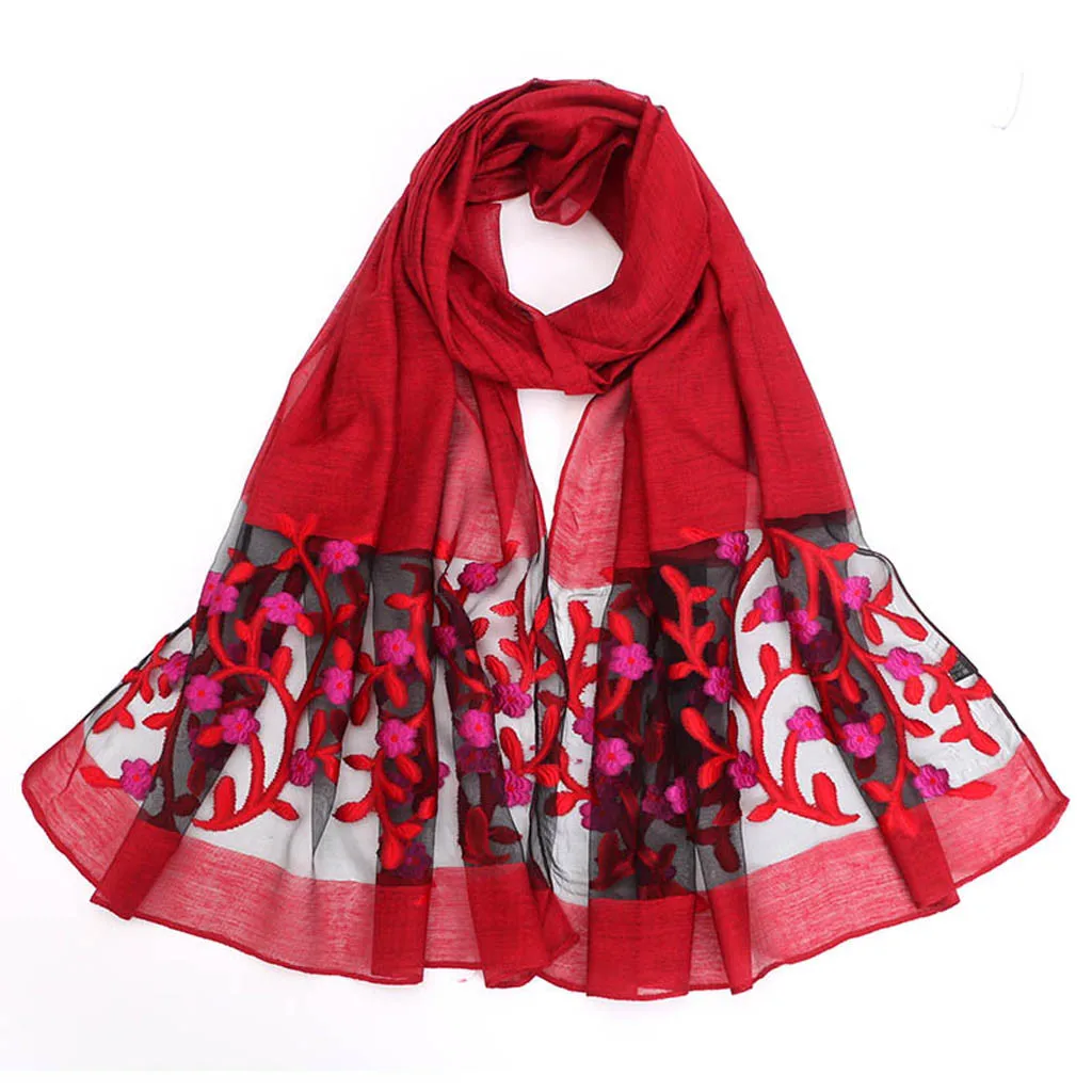 Ladies Scarves Women Flowers Printed Colorful Long Wrap Shawl Chiffon Scarf Female Hijab Autumn And Winter 19Nov05 |