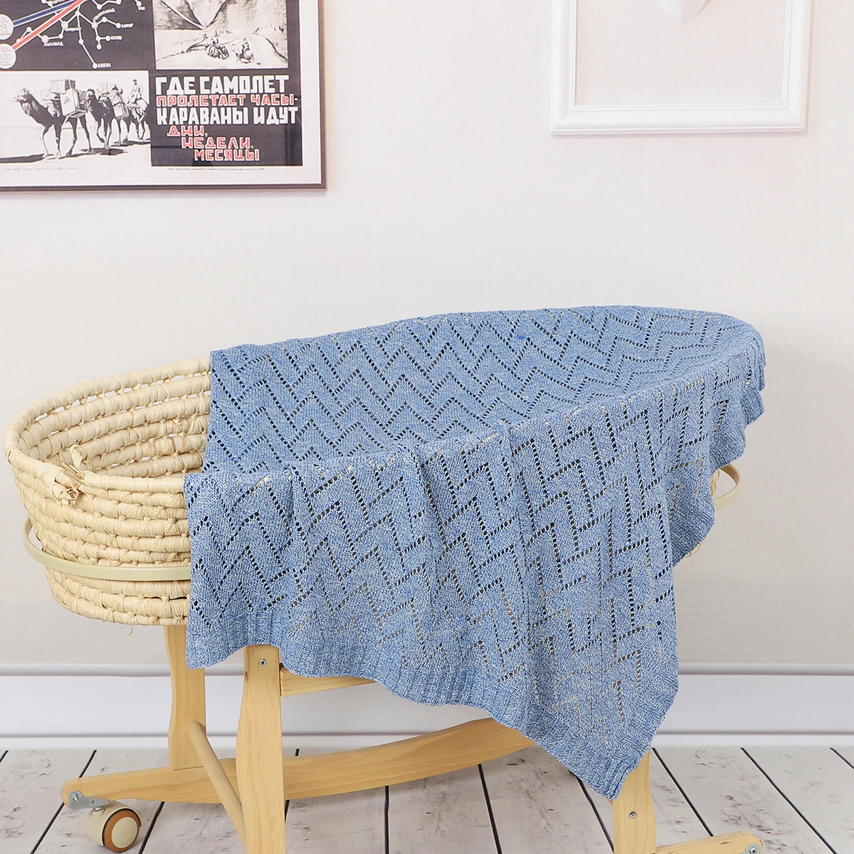 Одеяло вязаное для новорожденных карамельных цветов 100*80|Одеяла и пеленки| |