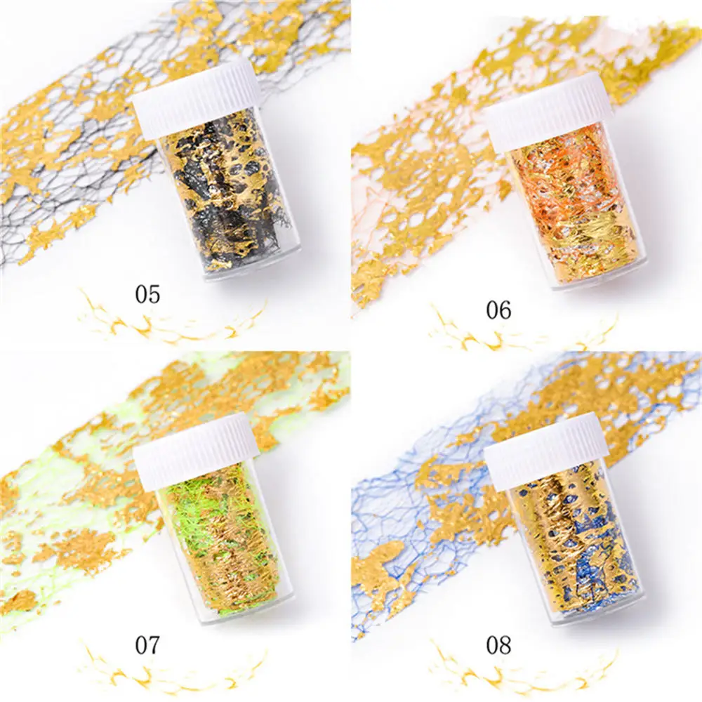 1 Box 3D Mesh Gold Silver Nail Art Tools Foil Irregular Aluminum Nail Sticker Manicure Gel Polish DIY Nails Design Decoration