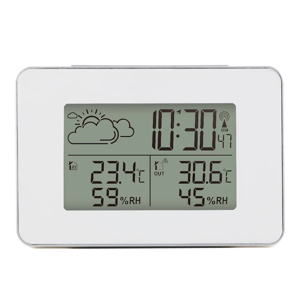

FanJu Alarm Clock Digital Watch Wireless Sensor Temperature Humidity Forecast Snooze Table Clocks DCF Weather Station Home Decor