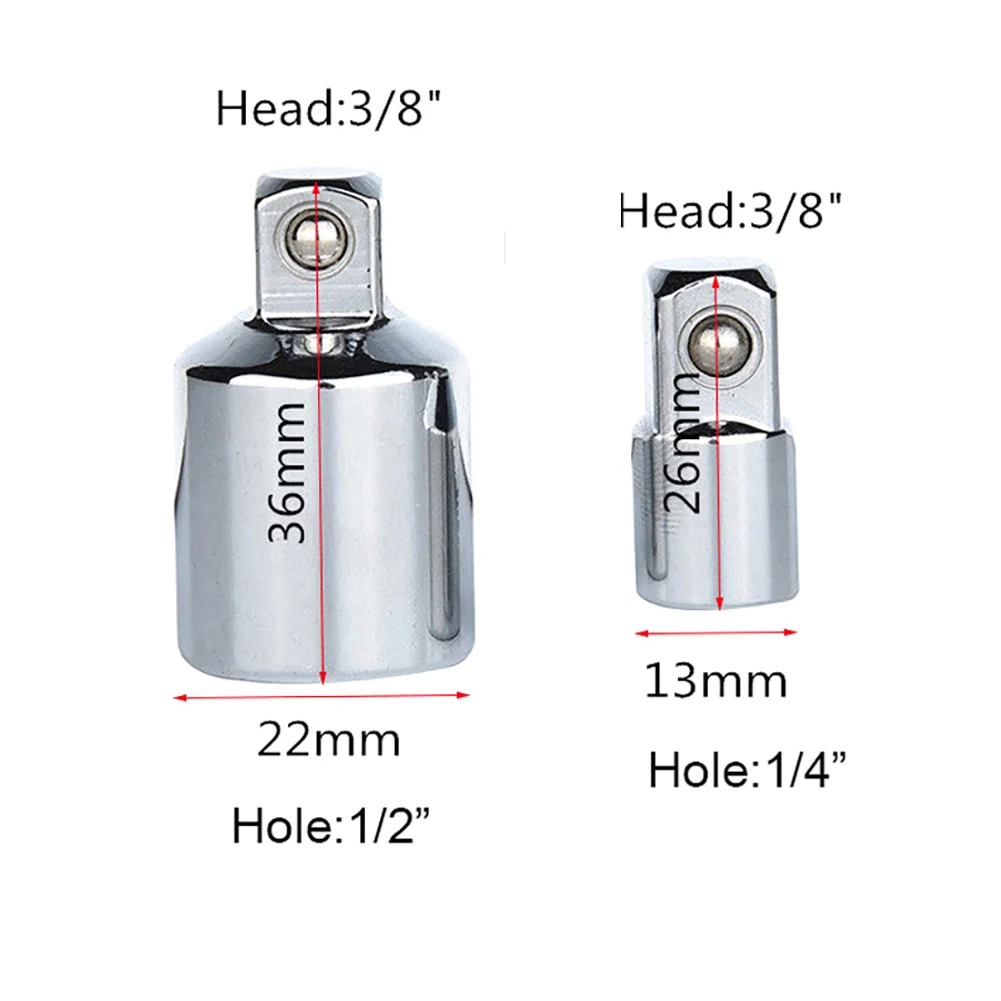 2pcs 1/4" to 3/8" Drive Ratchet Socket Adapter Reducer Converter Sleeve Air Impact Craftsman Wrench Hand Tool for Machine |
