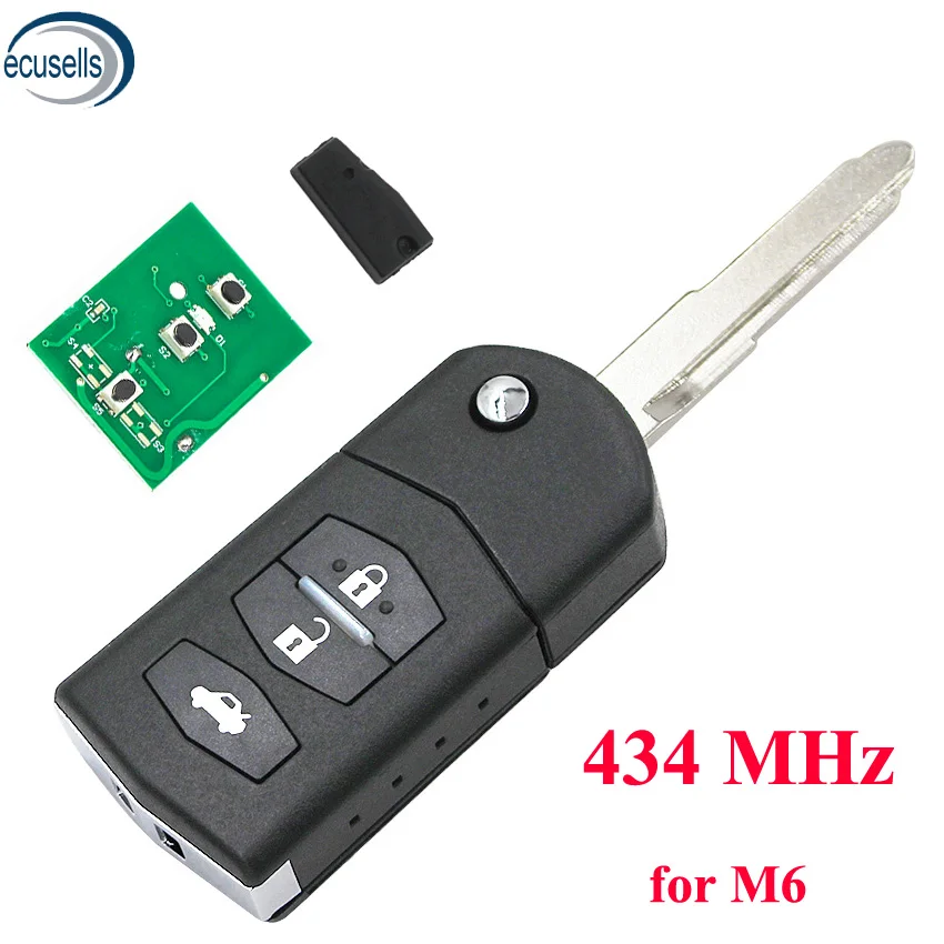 2 кнопки 3 флип пульт дистанционного ключа 433 МГц с 4D63 чип для M5 Mazda 5 M3 M6 | Автомобили