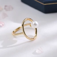 arlie 925 sterling irregular hollow circle pearl ring for women gold color geometric open finger ring minimalist fashion jewelry