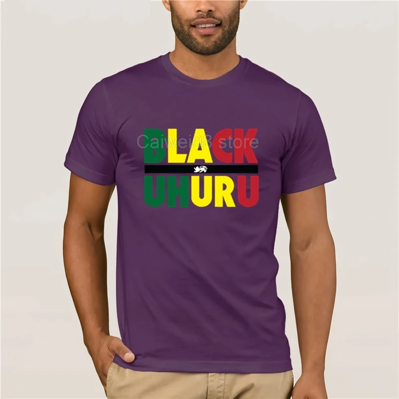 

Men's Print Casual 100% Cotton T-Shirt Popular men and Black Uhuru Logo Fashion summer T-shirt