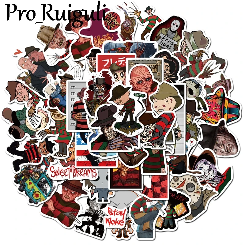 

50pcs Freddy Krueger Friday the 13th horror characters Stickers Skateboard Guitar Suitcase Girls Waterproof scrapbooking Kids