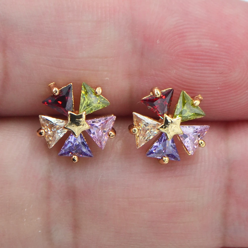 Модные женские золотые цвета AAA + кубический цирконий многоцветные CZ милые