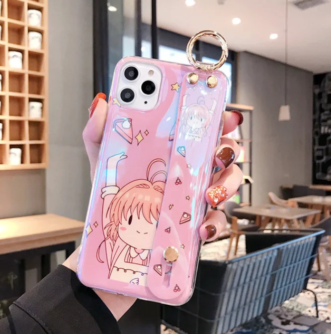 

Cute Wrist Strap Hand Band Sailor Moon Phone Case For iPhone 11 Pro Max 12 6S 7 8Puls X XR XS Max Etui for Huawei P20 P30Pro P30