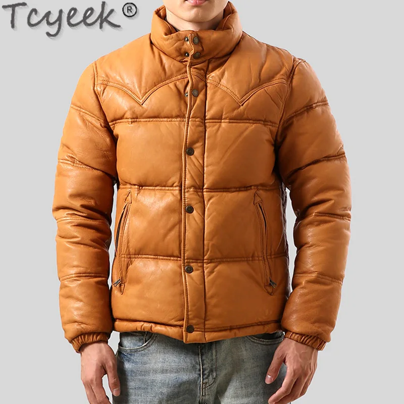 

Tcyeek Genuine Leather Jacket Men Clothing 2020 Real Sheepskin Coat Mens Warm Duck Down Coat clothes Chaqueta Cuero Hombre 711