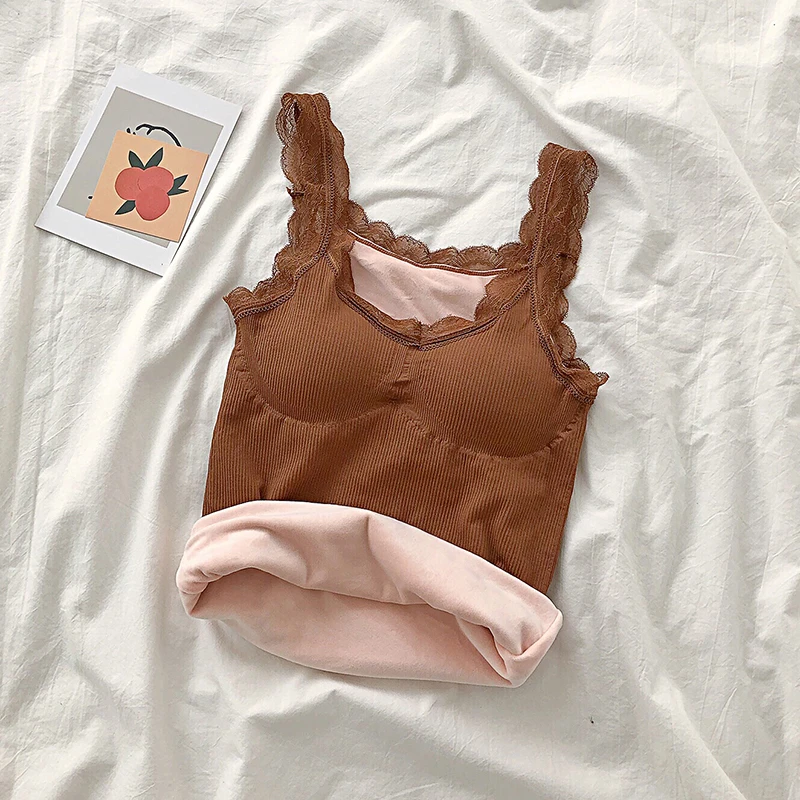 Осень-зима 2019 базовое термобелье майка без рукавов с кружевными лямками