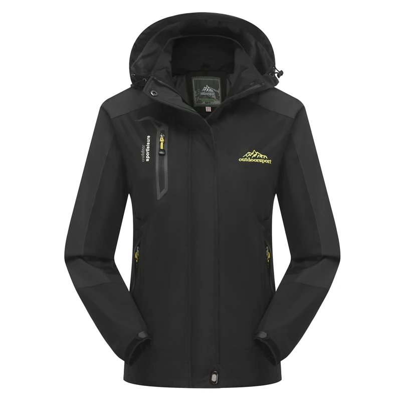 Mountainskin 5XL мужские куртки водонепроницаемые весенние пальто с капюшоном для мужчин и женщин верхняя одежда армейская однотонная Повседневная брендовая мужская одежда, SA153 - Цвет: Women Black