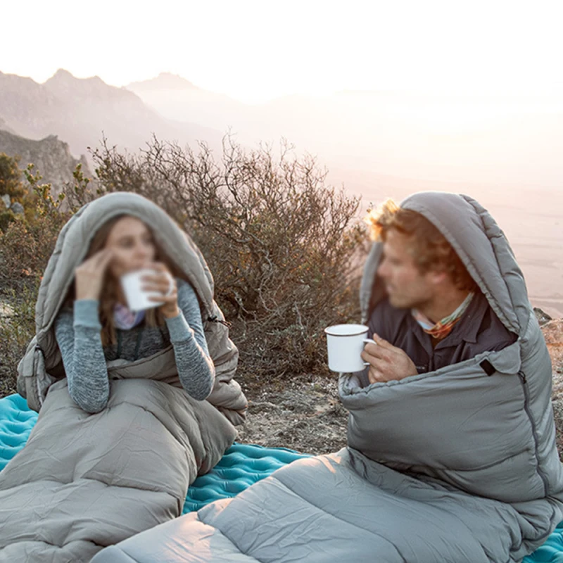 

Comfort Cotton Sleeping Bag Envelope Splicable Adult Sleeping Bags with Hood Machine Washable Hollow Cotton Fabric