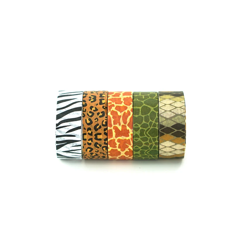 

Animal Washi Tape 5Pcs Washi Tape Set Kawaii School Supplies Stickers Leopard Print Masking Tape Decorative Adhesive Washitape