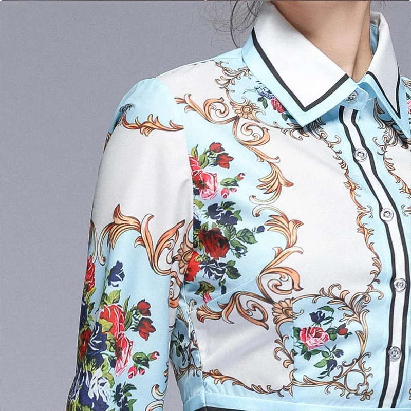 Женское платье рубашка повседневное плиссированное в полоску с длинным рукавом