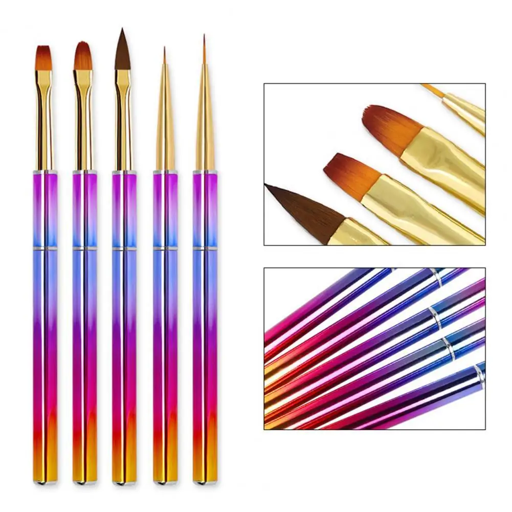 

Nail Brush 5Pcs/set Nail Art Brush Set UV Gel Nail Painting Brushes with Rhinestone Handle Nail Liner Brush Nail Drawing Pen