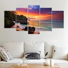 5 картин, печать высокой четкости, вид на море, гостиная, украшение для дома, плакат, закат, светящаяся настенная живопись, пляж, волна, современный