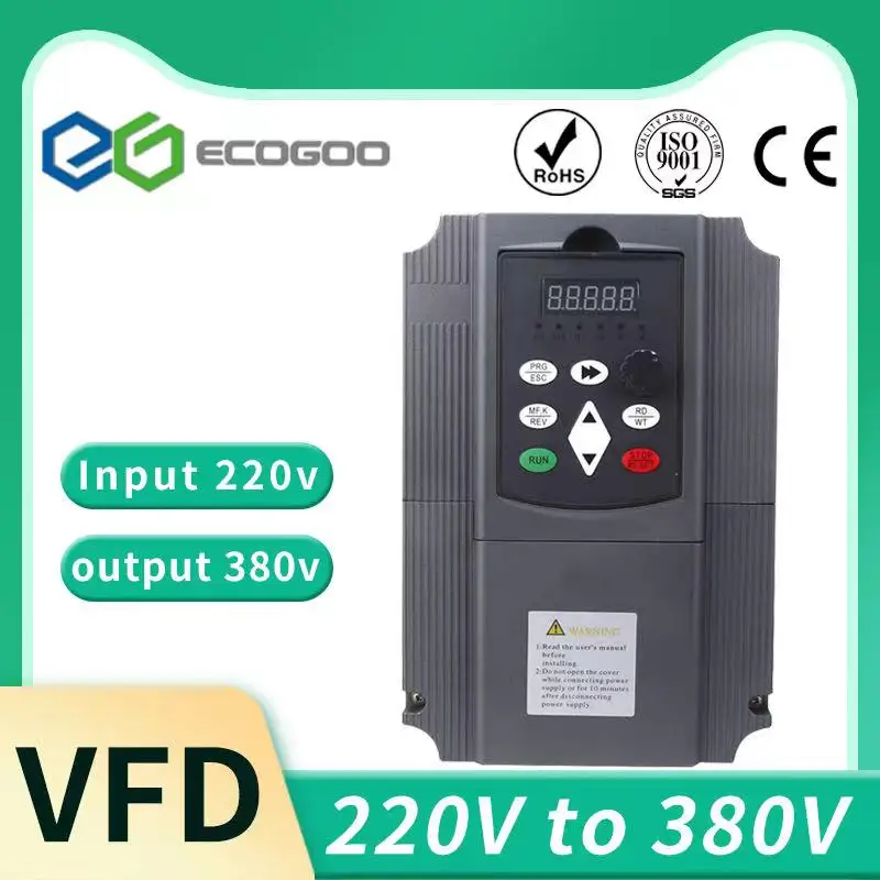 

220V to 380V Variable Frequency Drive VFD Inverter 1 Phase Input 3 Phase Output Frequency Inverter 4KW-11KW for Spindle Motor