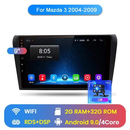 Junsun V1 2G+ 32G Android 9,0 DSP автомобильный Радио Мультимедиа Видео плеер для Mazda 3 2004-2009 мазда3 навигация gps 2 din - Цвет: WIFI (2GB 32GB)