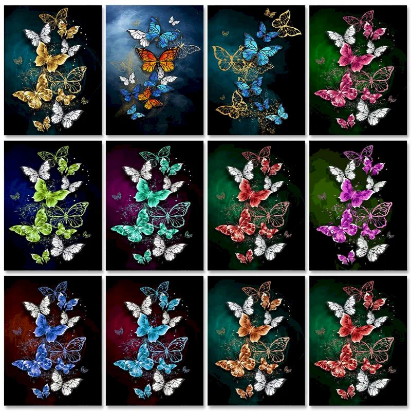 

SDOYUNO Picture By Number Butterfly Kits For Adults Handpainted DIY Oil Painting By Number Flower Cat Home Decoration