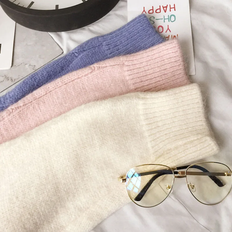 

Women Pullover Sweater 2021 Autumn Casual O Neck Korean Knitwear Loose Plus Size Twisted Warm Pink Knit Cashmere Sweaters Jumper