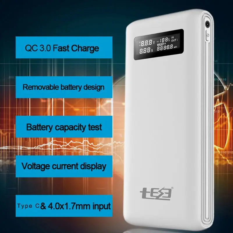 

(No Battery)Dual USB QC3.0 Output 6x 18650 Batteries DIY Power Bank Box Holder Case Fast Charger For Mobile Phone Tablet PC E56B