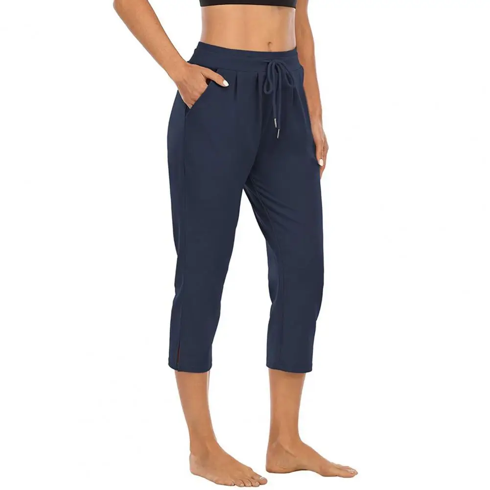 

Solid Color Capri Pants Women Drawstring High Waist Capri Pants for Women Loose 3/4 Trousers Sports Sweatpants Pantalon Femme