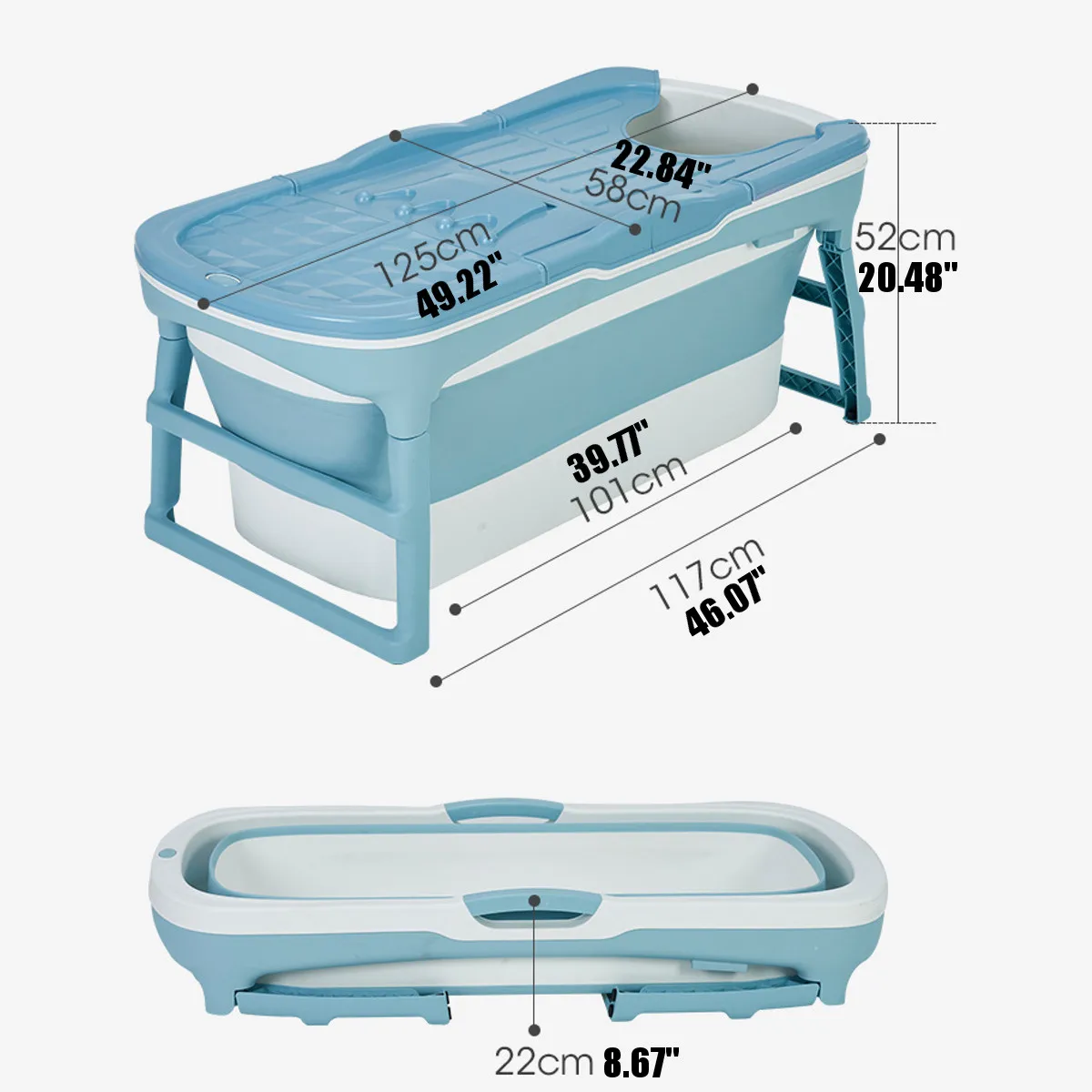 

Adult Folding Bathtub Portable Adult Bath Barrel Household Spa Bathtub Plastic Large Full Body Wash Bath Barrel Tub with Cushion