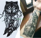 Татуировка Временная водостойкая для мужчин и женщин, наклейки большого размера в виде Ловец снов, волки, волк, тату на флэш-тату, накладные татуировки 7