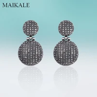 maikale new vintage big round zinc alloy dangle hanging rhinestone drop earrings for women jewelry statement classic gifts