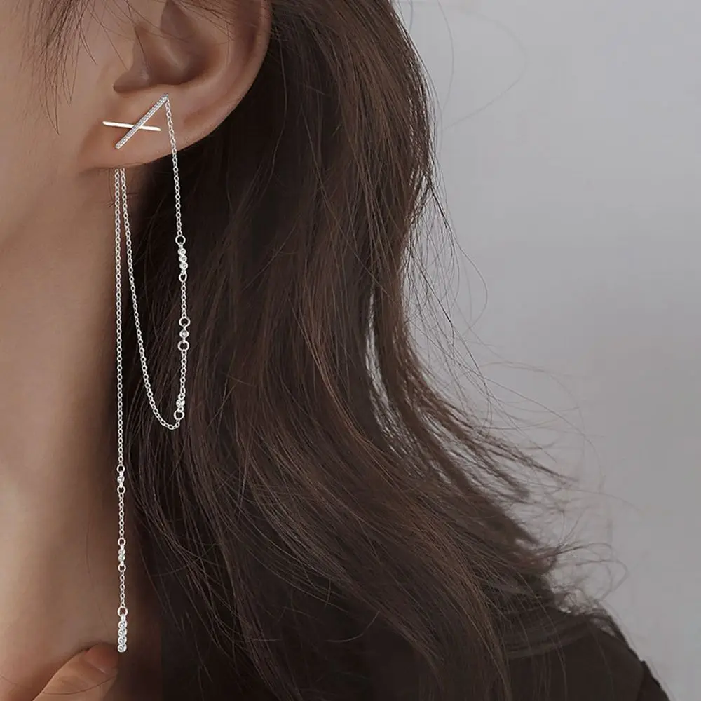 

Женские длинные серьги-кисточки Стразы с цирконом, женские модные темпераментные Элегантные Очаровательные изысканные висячие серьги, под...