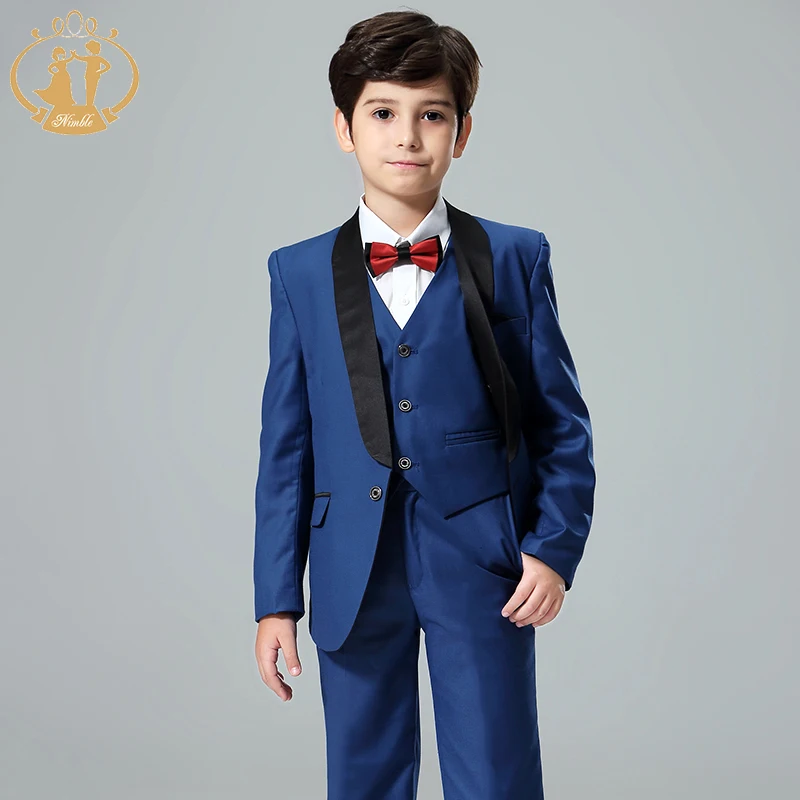 Nimble синий костюм для мальчиков Enfant Garcon детский Свадебный Блейзер смокинг 3
