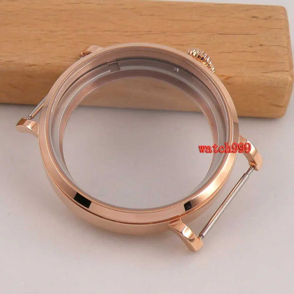 Высокое качество 46 мм полированная нержавеющая сталь розовый золотой чехол для