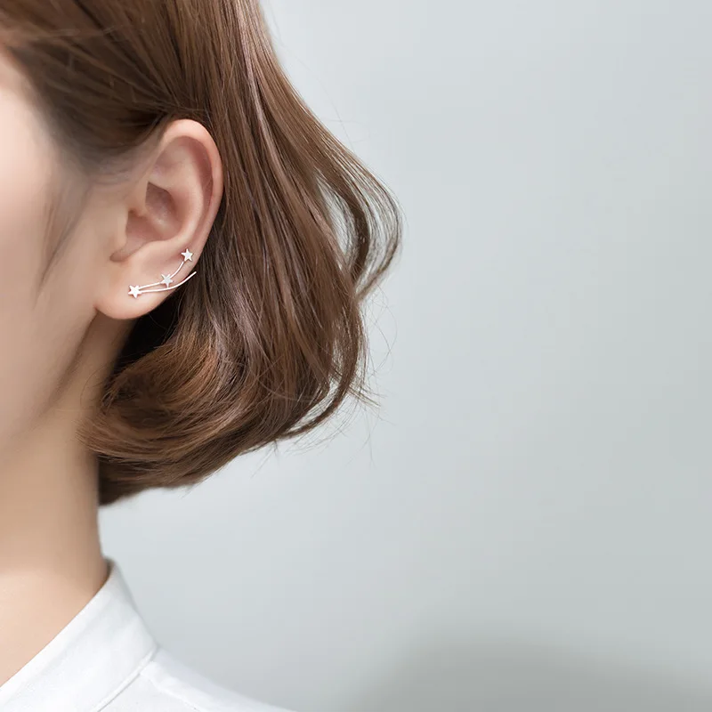 Женские серьги-гвоздики из серебра 100% пробы со звездами | Украшения и аксессуары