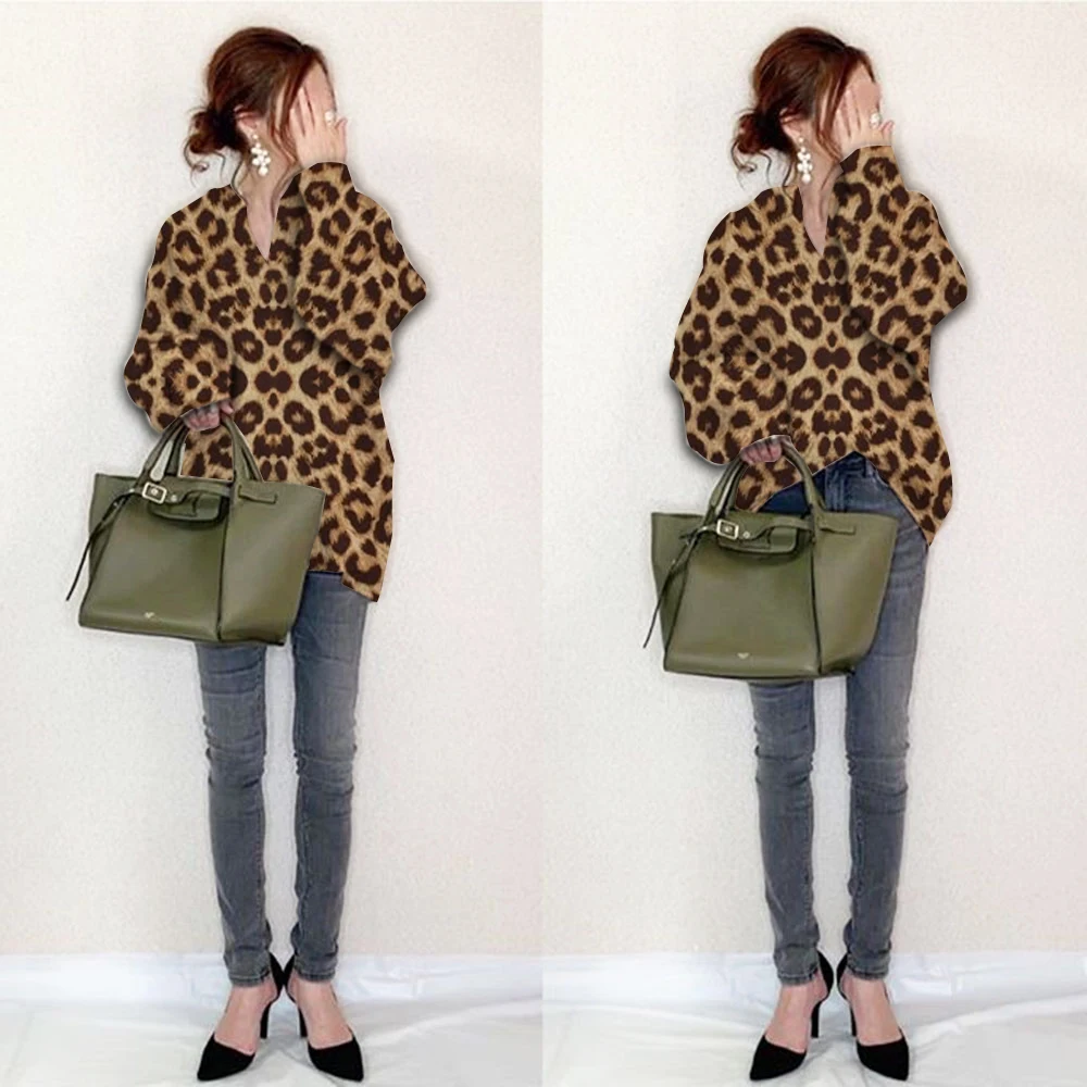 

Sweater Women Autumn Winter Leopard Printed Knitted Tops Long Sleeve Retro 2021 Casual Style Pullover Jumpers Female Warm New