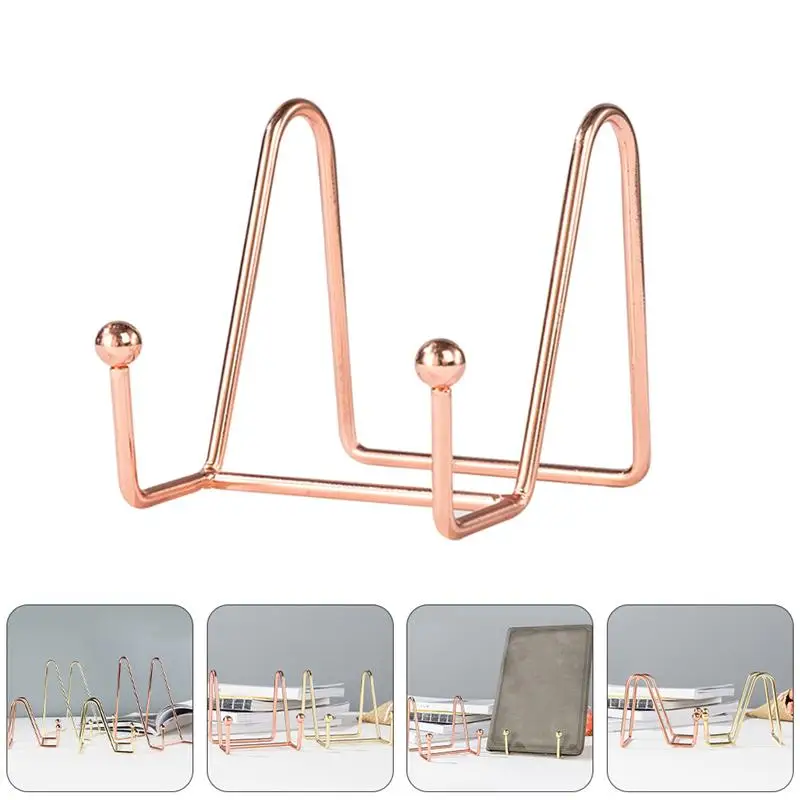 

2pcs Desktop Memo Clips Iron Table Name Display Stands Menu Holders (Rose Gold)