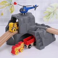 plastic gray double tunnel wooden train track accessories train slot wood railway fit biro all brand track toys for chrildren