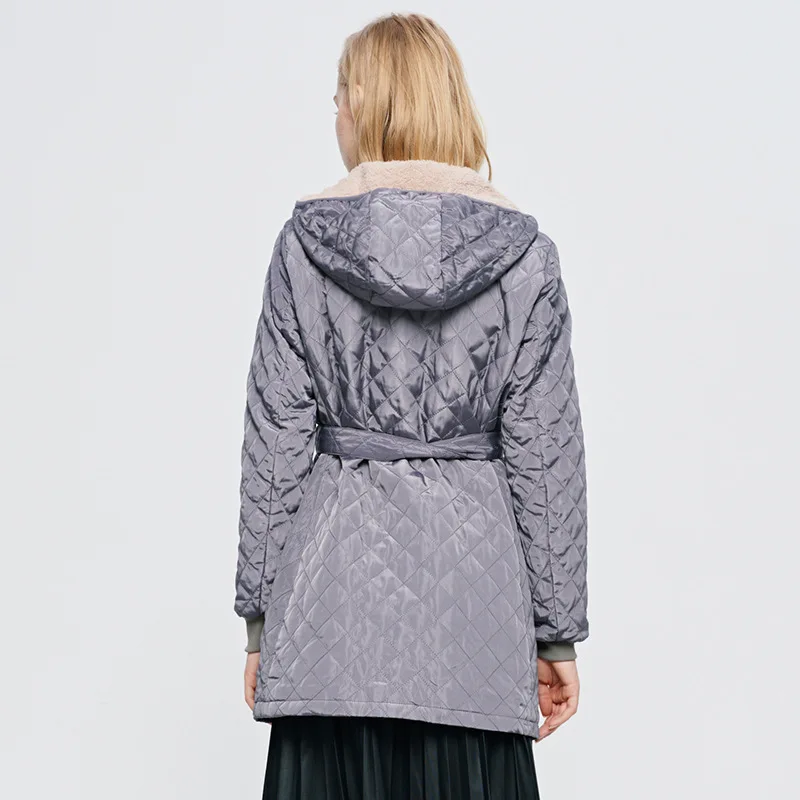 Осенняя овечка кашемир Женская куртка зимнее пальто с капюшоном Регулируемая