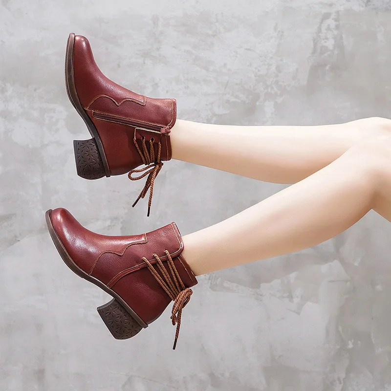 Gykaeo роскошная дизайнерская обувь для женщин ботинки из натуральной кожи женская