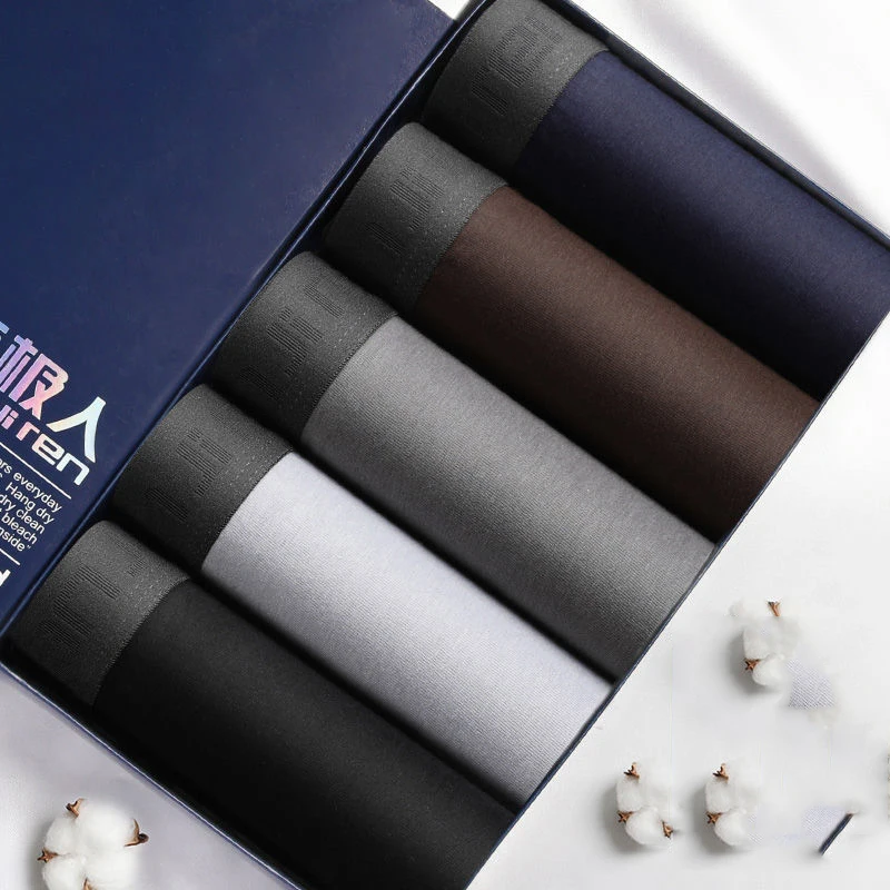 5pcs/Lot 5xl High Quality Men Underwear Boxer Cotton Pattern Summer Boxer Shorts Breathable Trendy Boxer Shorts Large Size Pants