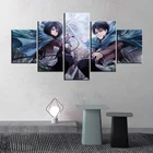 5 или 3 шт. фотообои искусство Современное искусство печать на холсте фрески Mikasa и Levi Ackerman обои домашний декор настенная Обложка подарок