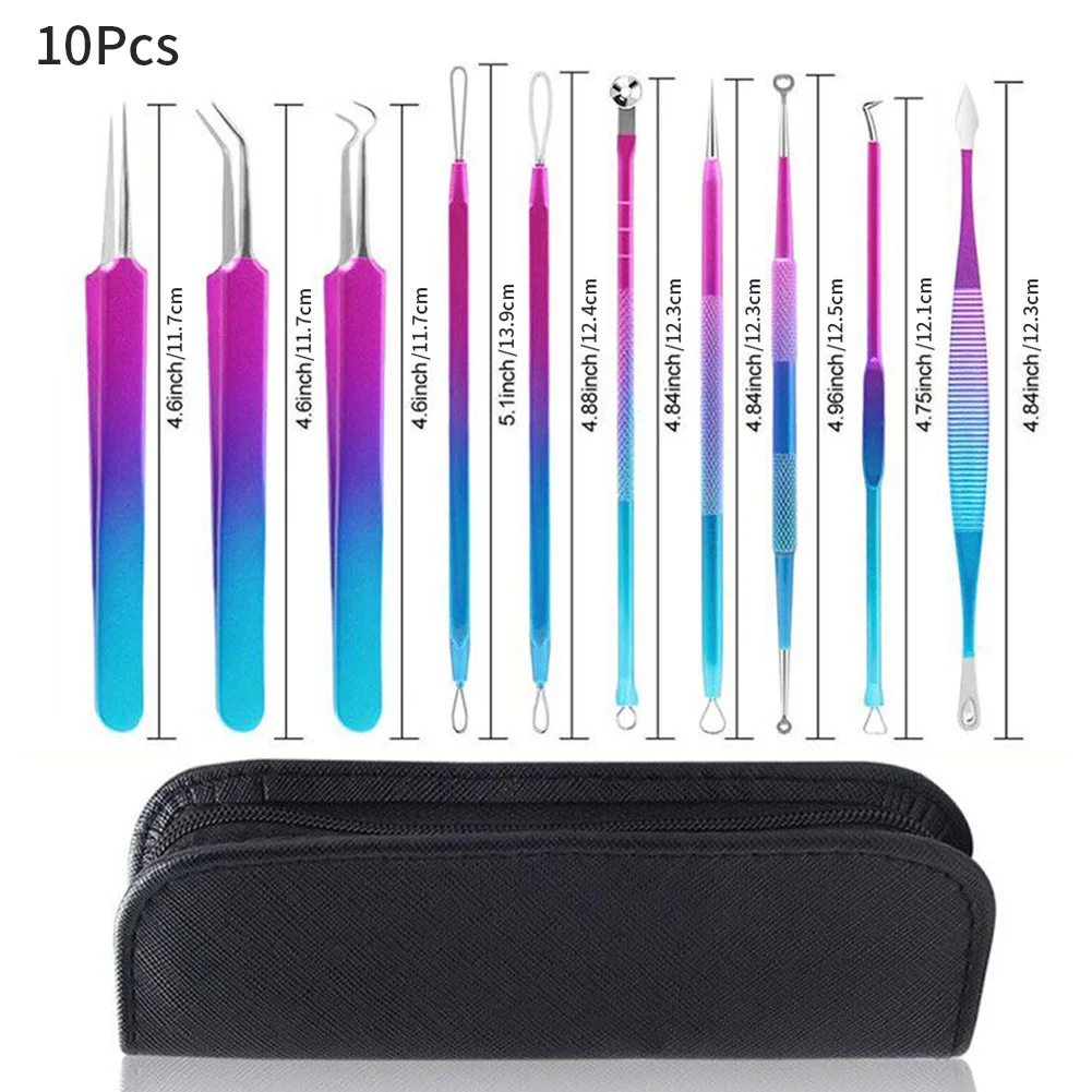 

10pcs/Set Color Pimple Comedone Extractor Tool Skin Care Acne Removal Kit For Pimples Spot Comedone Acne Extractor Face Massager