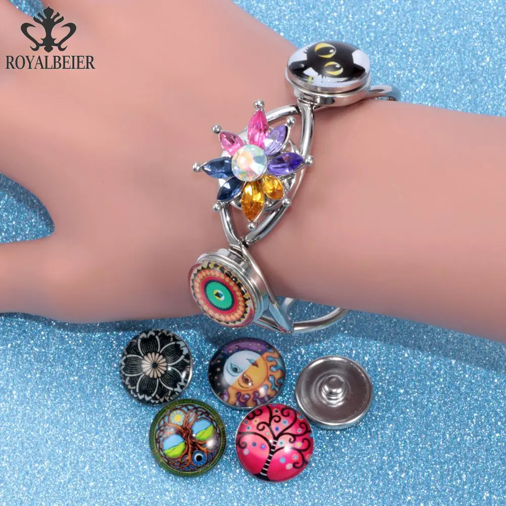 

12pcs/lot Mixed Night Patterns 18mm Glass Snap Button Jewelry Glass Snaps Souvenir Fit Snaps Bracelets Beads Jewelry Making