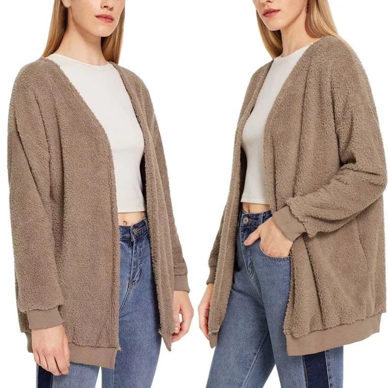 Шуба с капюшоном из шерсти ягненка шуба искусственного меха длинным рукавом