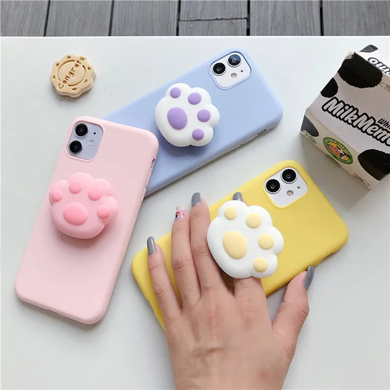 Cute Cartoon Mouse Holder Ring Silicone TPU Case For iPhone 11 Pro Max XR X XS 6 6S 7 8 Plus Floret Bracket Phone Cover | Мобильные