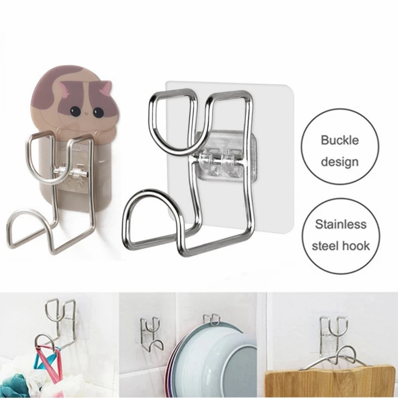 

Stainless Steel Washbasin Hooks Storage Racks Punch-Free Bathroom Basin Hook Save Space Wall Mount Storage Hooks Holders Shelf